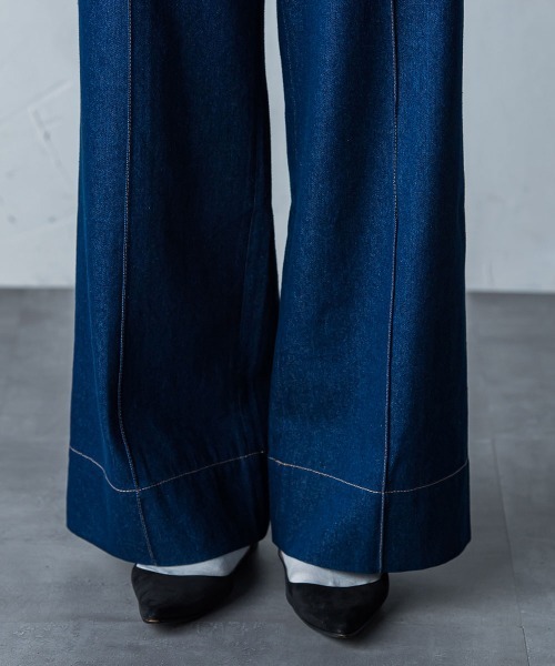 socolla（ソコラ）の「【socolla】デニムワイドパンツ（デニムパンツ・レディース・ネイビー・M/S）」の8枚目の写真