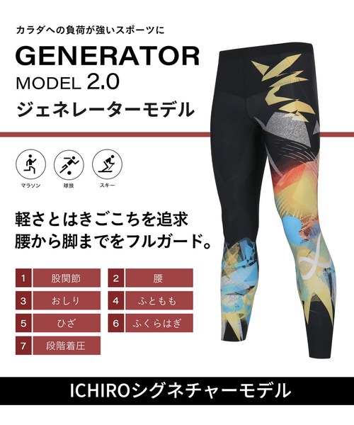 CW-X(シーダブリューエックス)の「イチローシグネチャ―モデル スポーツタイツ ロング(レギンス/スパッツ・メンズ・ターコイズブルー/グレイッシュブルー/オレンジ・M/L/LB/S)」の10枚目の写真