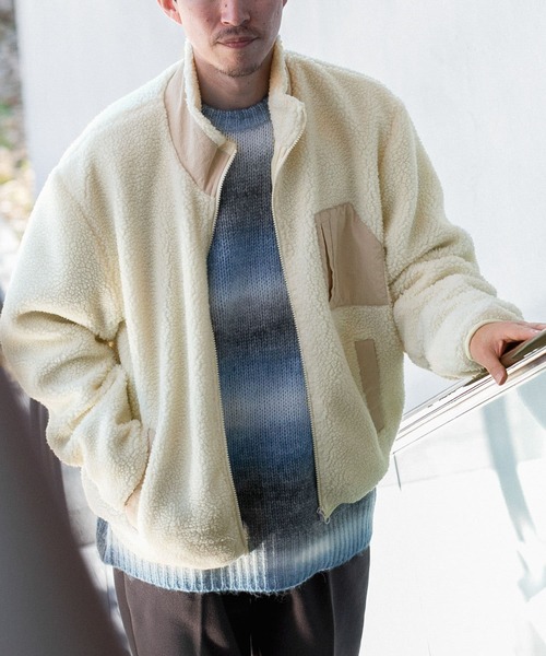 ITEMS URBANRESEARCH(アイテムズ アーバンリサーチ)の「ハイネック ボアブルゾン(ブルゾン・メンズ・ブラック/カーキ/アイボリー・MEDIUM/LARGE)」の4枚目の写真