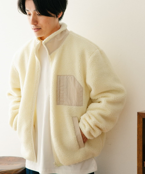 ITEMS URBANRESEARCH(アイテムズ アーバンリサーチ)の「ハイネック ボアブルゾン(ブルゾン・メンズ・ブラック/カーキ/アイボリー・MEDIUM/LARGE)」の6枚目の写真