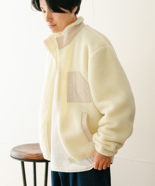 ITEMS URBANRESEARCH(アイテムズ アーバンリサーチ)の「ハイネック ボアブルゾン(ブルゾン・メンズ・ブラック/カーキ/アイボリー・MEDIUM/LARGE)」の7枚目の写真