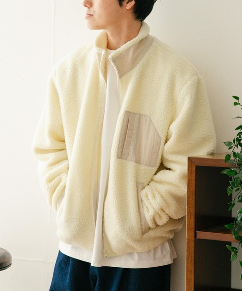 ITEMS URBANRESEARCH(アイテムズ アーバンリサーチ)の「ハイネック ボアブルゾン(ブルゾン・メンズ・ブラック/カーキ/アイボリー・MEDIUM/LARGE)」の8枚目の写真
