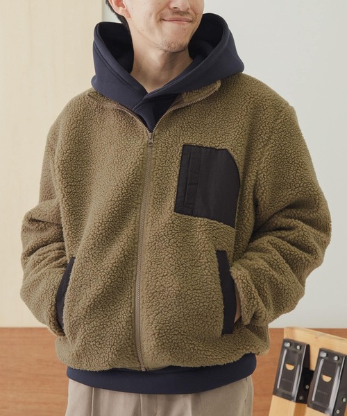 ITEMS URBANRESEARCH(アイテムズ アーバンリサーチ)の「ハイネック ボアブルゾン(ブルゾン・メンズ・ブラック/カーキ/アイボリー・MEDIUM/LARGE)」の18枚目の写真