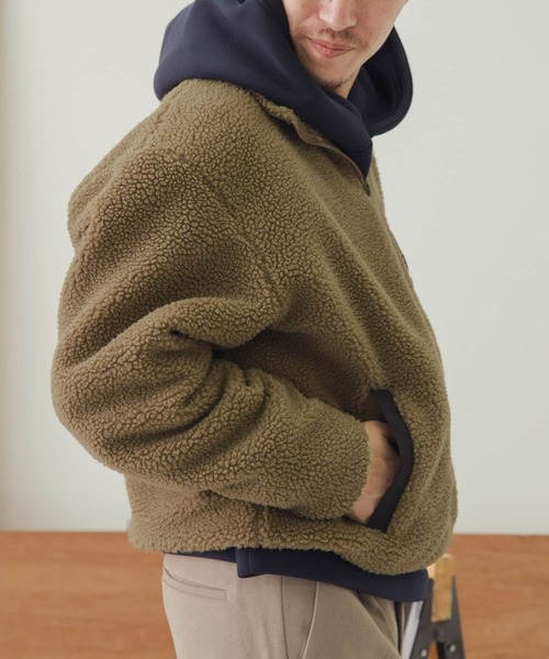 ITEMS URBANRESEARCH(アイテムズ アーバンリサーチ)の「ハイネック ボアブルゾン(ブルゾン・メンズ・ブラック/カーキ/アイボリー・MEDIUM/LARGE)」の20枚目の写真