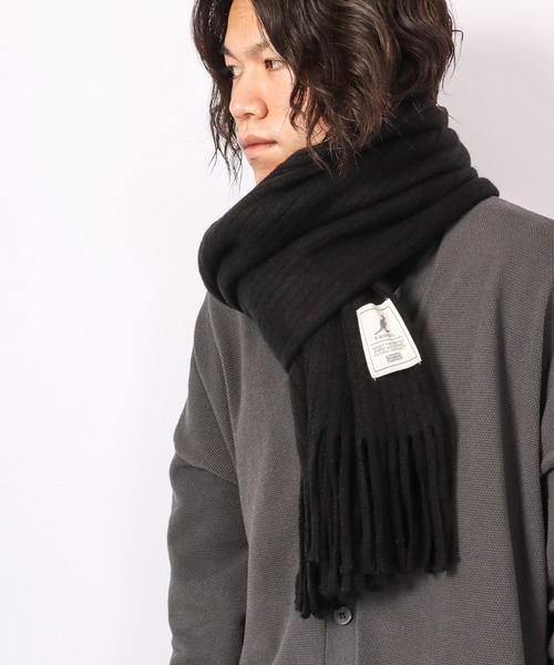 KANGOL(カンゴール)の「KANGOL リブ編みフリンジストール(ストール/ショール・メンズ・ライトグレー/ブラック/アイボリー/イエロー・FREE)」の5枚目の写真