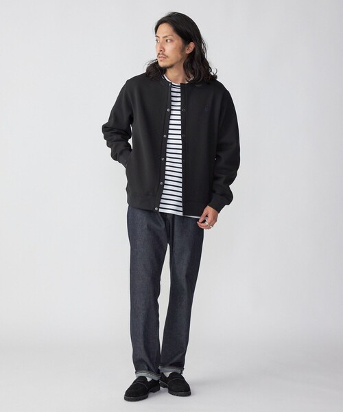 SHIPS(シップス)の「*SHIPS: ワンポイント ロゴ 梨地 ボンディング フリース クルーネック スナップ カーディガン(カーディガン/ボレロ・メンズ・ブラック/グレー/ベージュ・SMALL/MEDIUM/LARGE/X-LARGE)」の5枚目の写真