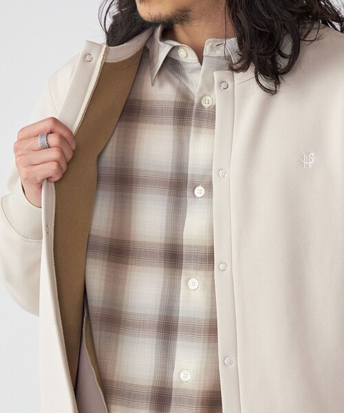 SHIPS(シップス)の「*SHIPS: ワンポイント ロゴ 梨地 ボンディング フリース クルーネック スナップ カーディガン(カーディガン/ボレロ・メンズ・ブラック/グレー/ベージュ・SMALL/MEDIUM/LARGE/X-LARGE)」の21枚目の写真