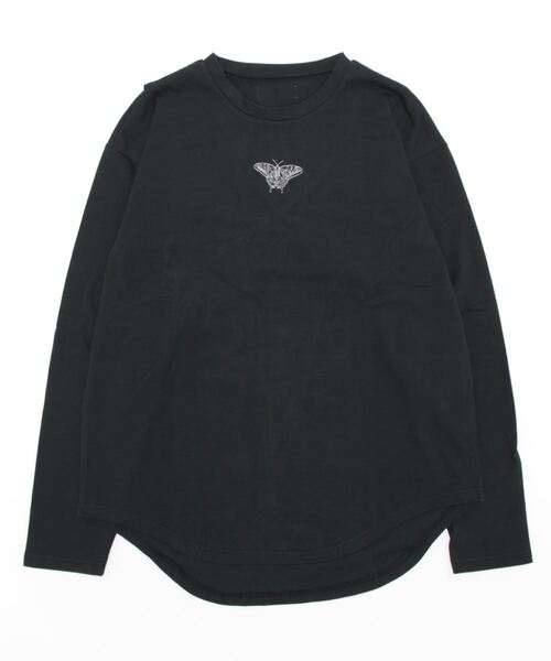 GENXDER(ノンジェンダー)の「【genxder】ユニセックス オリジナルクラゲプリント 蝶々刺繍 肩紐付き ロングTシャツ(Tシャツ/カットソー・メンズ・グレー/ブラウン/ブラック/ホワイト/ホワイト系その他/ブラック系その他/グレー系その他/ブラウン系その他/グリーン系その他/グリーン・MEDIUM/LARGE/X-LARGE)」の5枚目の写真