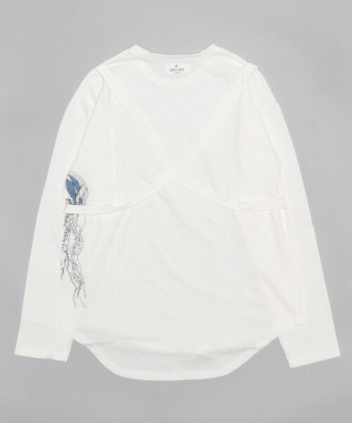GENXDER(ノンジェンダー)の「【genxder】ユニセックス オリジナルクラゲプリント 蝶々刺繍 肩紐付き ロングTシャツ(Tシャツ/カットソー・メンズ・グレー/ブラウン/ブラック/ホワイト/ホワイト系その他/ブラック系その他/グレー系その他/ブラウン系その他/グリーン系その他/グリーン・MEDIUM/LARGE/X-LARGE)」の11枚目の写真