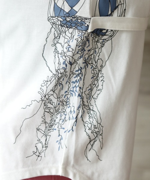 GENXDER(ノンジェンダー)の「【genxder】ユニセックス オリジナルクラゲプリント 蝶々刺繍 肩紐付き ロングTシャツ(Tシャツ/カットソー・メンズ・グレー/ブラウン/ブラック/ホワイト/ホワイト系その他/ブラック系その他/グレー系その他/ブラウン系その他/グリーン系その他/グリーン・MEDIUM/LARGE/X-LARGE)」の17枚目の写真