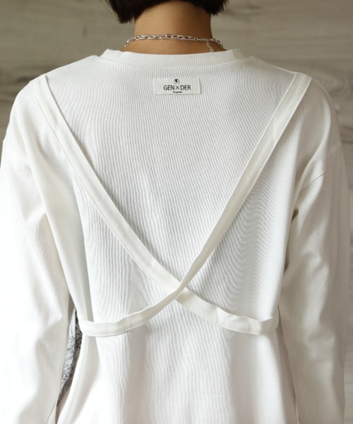 GENXDER(ノンジェンダー)の「【genxder】ユニセックス オリジナルクラゲプリント 蝶々刺繍 肩紐付き ロングTシャツ(Tシャツ/カットソー・メンズ・グレー/ブラウン/ブラック/ホワイト/ホワイト系その他/ブラック系その他/グレー系その他/ブラウン系その他/グリーン系その他/グリーン・MEDIUM/LARGE/X-LARGE)」の16枚目の写真
