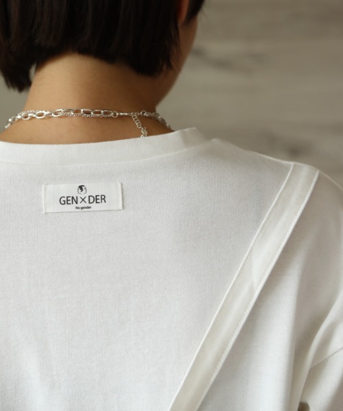 GENXDER(ノンジェンダー)の「【genxder】ユニセックス オリジナルクラゲプリント 蝶々刺繍 肩紐付き ロングTシャツ(Tシャツ/カットソー・メンズ・グレー/ブラウン/ブラック/ホワイト/ホワイト系その他/ブラック系その他/グレー系その他/ブラウン系その他/グリーン系その他/グリーン・MEDIUM/LARGE/X-LARGE)」の15枚目の写真