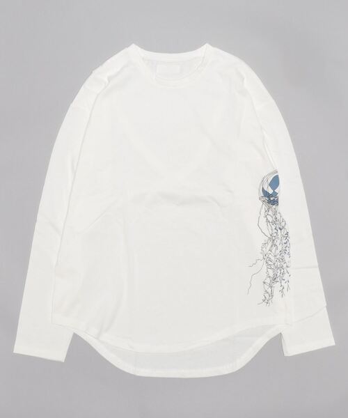 GENXDER(ノンジェンダー)の「【genxder】ユニセックス オリジナルクラゲプリント 蝶々刺繍 肩紐付き ロングTシャツ(Tシャツ/カットソー・メンズ・グレー/ブラウン/ブラック/ホワイト/ホワイト系その他/ブラック系その他/グレー系その他/ブラウン系その他/グリーン系その他/グリーン・MEDIUM/LARGE/X-LARGE)」の12枚目の写真