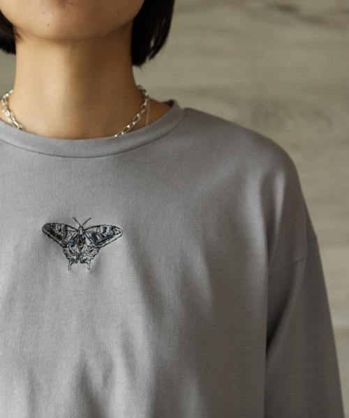 GENXDER(ノンジェンダー)の「【genxder】ユニセックス オリジナルクラゲプリント 蝶々刺繍 肩紐付き ロングTシャツ(Tシャツ/カットソー・メンズ・グレー/ブラウン/ブラック/ホワイト/ホワイト系その他/ブラック系その他/グレー系その他/ブラウン系その他/グリーン系その他/グリーン・MEDIUM/LARGE/X-LARGE)」の19枚目の写真