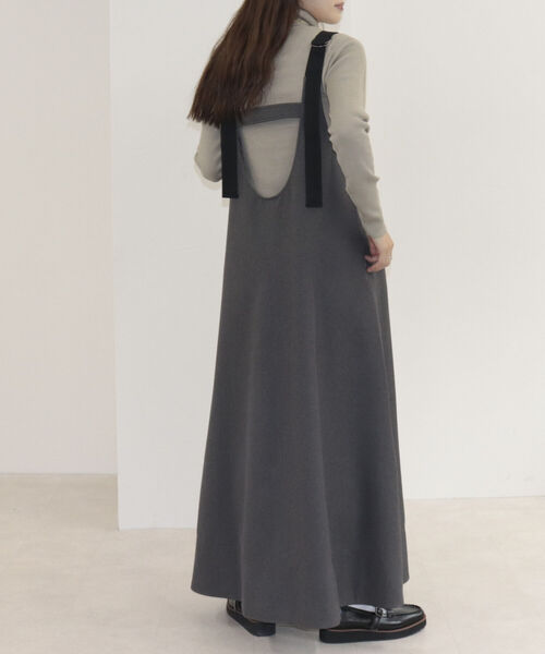 fredy emue(フレディエミュ)の「ウールライクフレアージャンスカ(ジャンパースカート・レディース・ブラウン/グレー・38)」の2枚目の写真