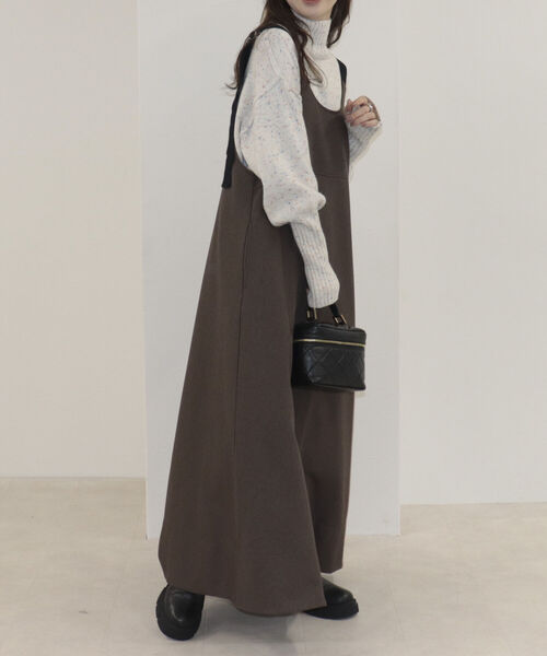 fredy emue(フレディエミュ)の「ウールライクフレアージャンスカ(ジャンパースカート・レディース・ブラウン/グレー・38)」の3枚目の写真