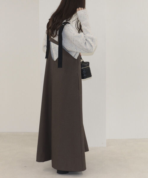 fredy emue(フレディエミュ)の「ウールライクフレアージャンスカ(ジャンパースカート・レディース・ブラウン/グレー・38)」の8枚目の写真