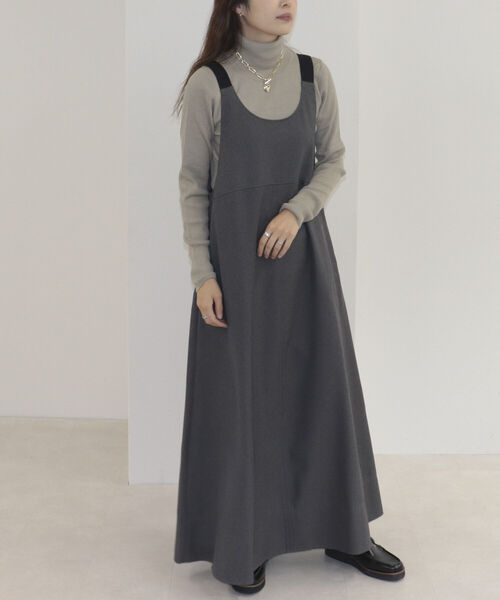 fredy emue(フレディエミュ)の「ウールライクフレアージャンスカ(ジャンパースカート・レディース・ブラウン/グレー・38)」の4枚目の写真