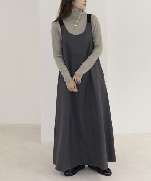 fredy emue(フレディエミュ)の「ウールライクフレアージャンスカ(ジャンパースカート・レディース・ブラウン/グレー・38)」の15枚目の写真