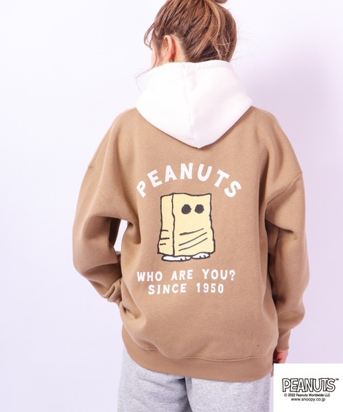 PEANUTS(ピーナッツ)の「PEANUTS スヌーピー 裏起毛スウェット パーカー(パーカー・レディース・杢グレー/モカ/カーキ/ブルーグレー/グレー系その他/オートミール/ネイビー/オフホワイト/ピンクベージュ/ブルー/ブラック/レッド・L/M/LL)」の7枚目の写真