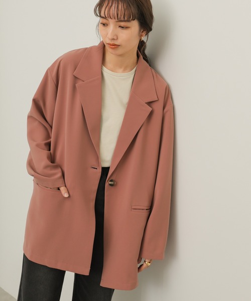 select MOCA(セレクトモカ)の「サイドスリットルーズジャケット(その他アウター・レディース・スモークピンク/グレイッシュベージュ・FREE)」の9枚目の写真
