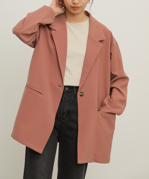 select MOCA(セレクトモカ)の「サイドスリットルーズジャケット(その他アウター・レディース・スモークピンク/グレイッシュベージュ・FREE)」の14枚目の写真