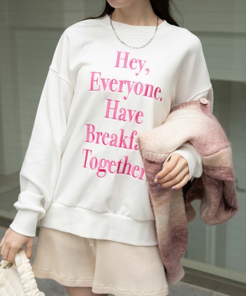 WEGO(ウィゴー)の「WEGO/グラフィックルーズスウェット(スウェット・レディース・ホワイト/ピンク/オートミール・FREE)」の12枚目の写真