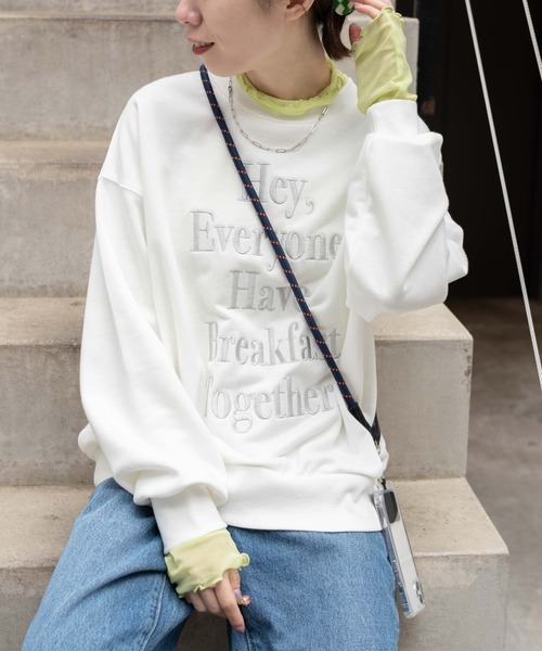 WEGO(ウィゴー)の「WEGO/グラフィックルーズスウェット(スウェット・レディース・ホワイト/ピンク/オートミール・FREE)」の5枚目の写真