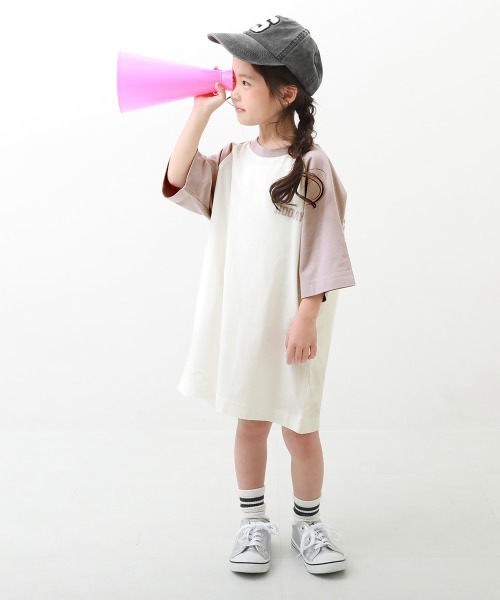 devirock（デビロック）の「7分袖ラグランワンピース（ワンピース・キッズ・ブルー系その他/スミクロ/パープル系その他/パープル系その他2/ホワイト/ピンク系その他/バイオレット/グレイッシュブルー/その他9・100cm/110cm/120cm/130cm/140cm/150cm/160cm）」の15枚目の写真