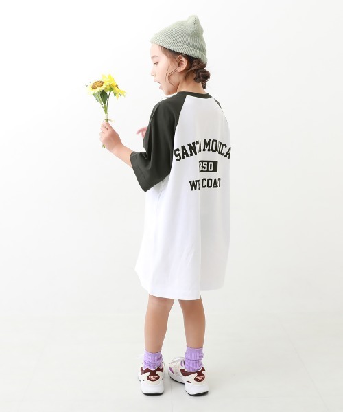 devirock（デビロック）の「7分袖ラグランワンピース（ワンピース・キッズ・ブルー系その他/スミクロ/パープル系その他/パープル系その他2/ホワイト/ピンク系その他/バイオレット/グレイッシュブルー/その他9・100cm/110cm/120cm/130cm/140cm/150cm/160cm）」の11枚目の写真