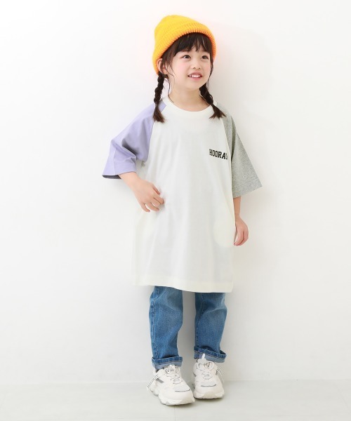 devirock（デビロック）の「7分袖ラグランワンピース（ワンピース・キッズ・ブルー系その他/スミクロ/パープル系その他/パープル系その他2/ホワイト/ピンク系その他/バイオレット/グレイッシュブルー/その他9・100cm/110cm/120cm/130cm/140cm/150cm/160cm）」の14枚目の写真