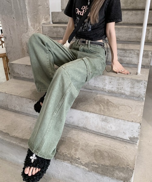 Ressaca(レサーカ)の「サイドポケット ワイドデニムカーゴパンツ ルーズストレート(カーゴパンツ・レディース・カーキ・S/M/L/XL)」の9枚目の写真