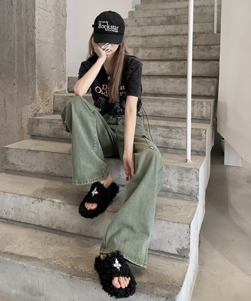 Ressaca(レサーカ)の「サイドポケット ワイドデニムカーゴパンツ ルーズストレート(カーゴパンツ・レディース・カーキ・S/M/L/XL)」の8枚目の写真