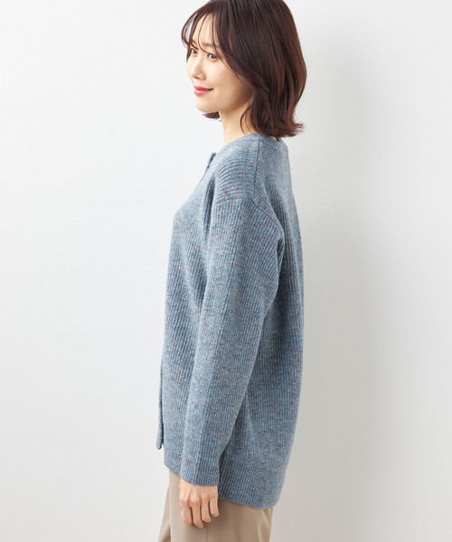 Petit Honfleur(プチオンフルール)の「【ウォッシャブル】カラーネップニットカーディガン(カーディガン/ボレロ・レディース・グレー/サックスブルー/ネイビー・M/L)」の13枚目の写真