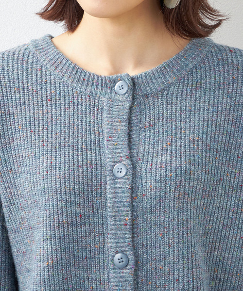 Petit Honfleur(プチオンフルール)の「【ウォッシャブル】カラーネップニットカーディガン(カーディガン/ボレロ・レディース・グレー/サックスブルー/ネイビー・M/L)」の9枚目の写真