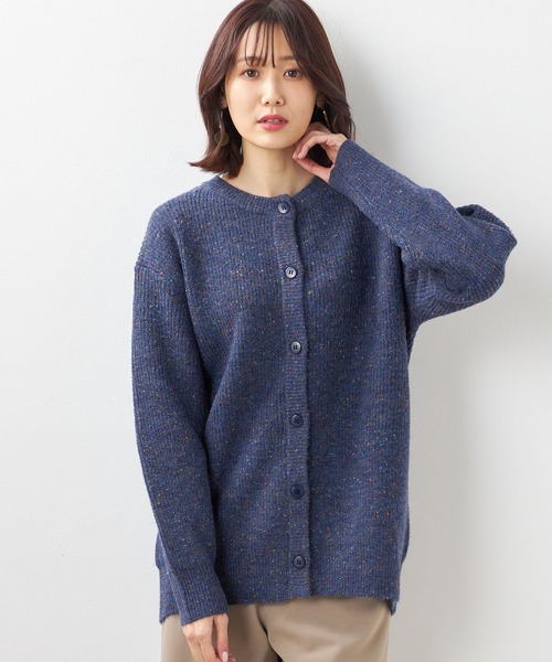 Petit Honfleur(プチオンフルール)の「【ウォッシャブル】カラーネップニットカーディガン(カーディガン/ボレロ・レディース・グレー/サックスブルー/ネイビー・M/L)」の2枚目の写真