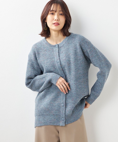 Petit Honfleur(プチオンフルール)の「【ウォッシャブル】カラーネップニットカーディガン(カーディガン/ボレロ・レディース・グレー/サックスブルー/ネイビー・M/L)」の3枚目の写真