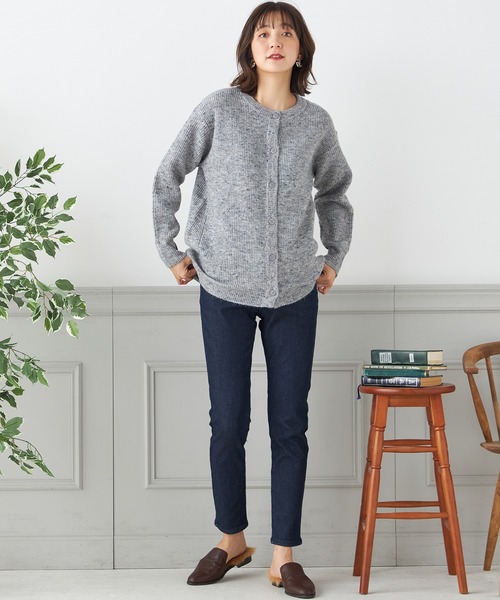 Petit Honfleur(プチオンフルール)の「【ウォッシャブル】カラーネップニットカーディガン(カーディガン/ボレロ・レディース・グレー/サックスブルー/ネイビー・M/L)」の16枚目の写真