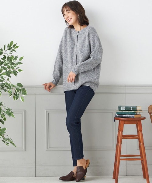 Petit Honfleur(プチオンフルール)の「【ウォッシャブル】カラーネップニットカーディガン(カーディガン/ボレロ・レディース・グレー/サックスブルー/ネイビー・M/L)」の19枚目の写真