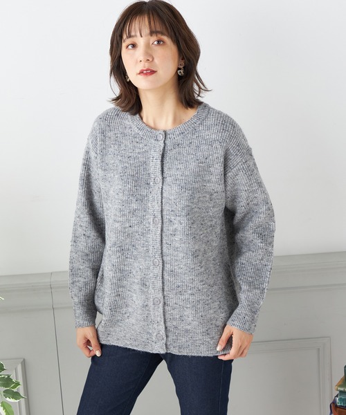 Petit Honfleur(プチオンフルール)の「【ウォッシャブル】カラーネップニットカーディガン(カーディガン/ボレロ・レディース・グレー/サックスブルー/ネイビー・M/L)」の12枚目の写真