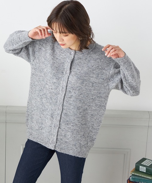 Petit Honfleur(プチオンフルール)の「【ウォッシャブル】カラーネップニットカーディガン(カーディガン/ボレロ・レディース・グレー/サックスブルー/ネイビー・M/L)」の14枚目の写真