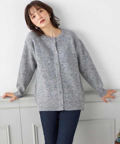 Petit Honfleur(プチオンフルール)の「【ウォッシャブル】カラーネップニットカーディガン(カーディガン/ボレロ・レディース・グレー/サックスブルー/ネイビー・M/L)」の8枚目の写真