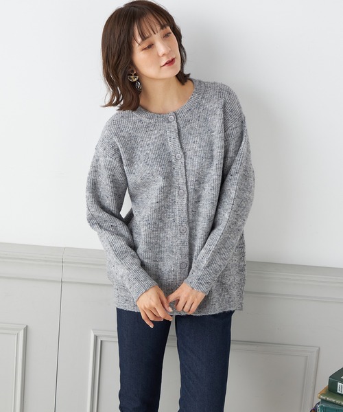 Petit Honfleur(プチオンフルール)の「【ウォッシャブル】カラーネップニットカーディガン(カーディガン/ボレロ・レディース・グレー/サックスブルー/ネイビー・M/L)」の6枚目の写真