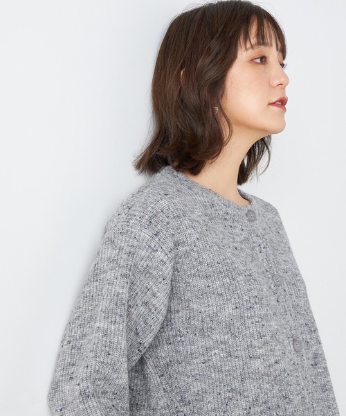 Petit Honfleur(プチオンフルール)の「【ウォッシャブル】カラーネップニットカーディガン(カーディガン/ボレロ・レディース・グレー/サックスブルー/ネイビー・M/L)」の10枚目の写真