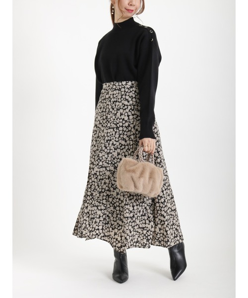 Te chichi（テチチ）の「単色花柄マーメイドロングスカート（スカート・レディース・ブラック/オフホワイト・ﾌﾘ-）」の6枚目の写真