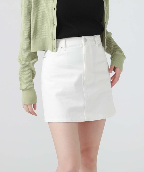OFF-WHITE オフホワイト プリーツミニスカート デニム OLIVE des OLIVE（オリーブデオリーブ）の「スリットデニムミニ