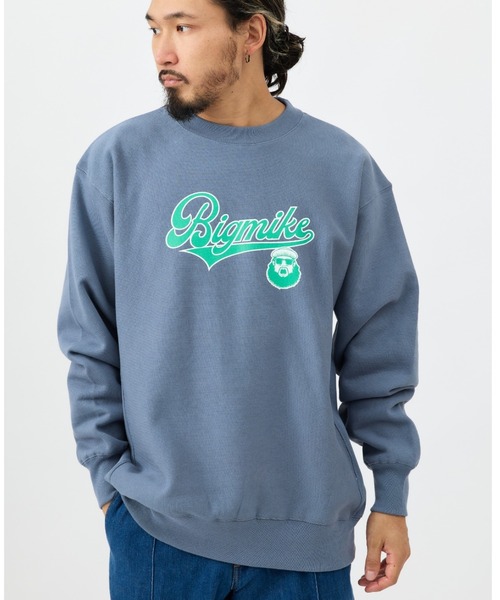 BIG MIKE(ビッグマイク)の「BIG MIKE ビックマイク/ 筆記体ロゴ 12oz ヘビーウェイト クルーネックスウェット ユニセックス 102318802(スウェット・メンズ・サックスブルー/ブラック・X-LARGE/LARGE)」の4枚目の写真