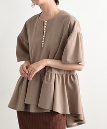 カットジョーゼットパールブラウス