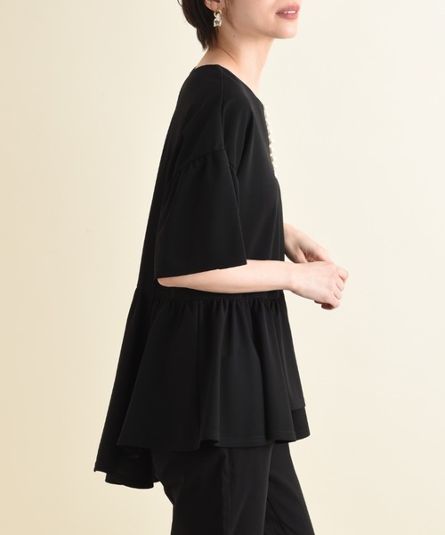 INTERPLANET(インタープラネット)の「カットジョーゼットパールブラウス(シャツ/ブラウス・レディース・オフホワイト/ブラック/ライトベージュ/グレイッシュベージュ・FREE)」の10枚目の写真