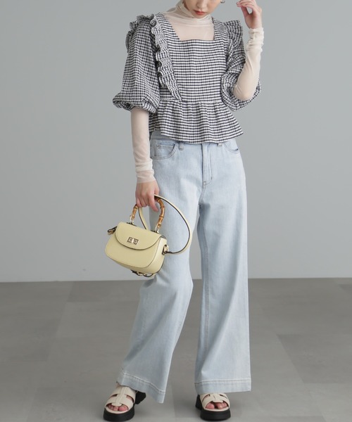 FREE'S MART（フリーズマート）の「【パープルカラーWEB限定】◆肩フリルギンガムペプラムブラウス（シャツ/ブラウス・レディース・ベージュ/パープル/グリーン/ブラック系その他・FREE）」の19枚目の写真